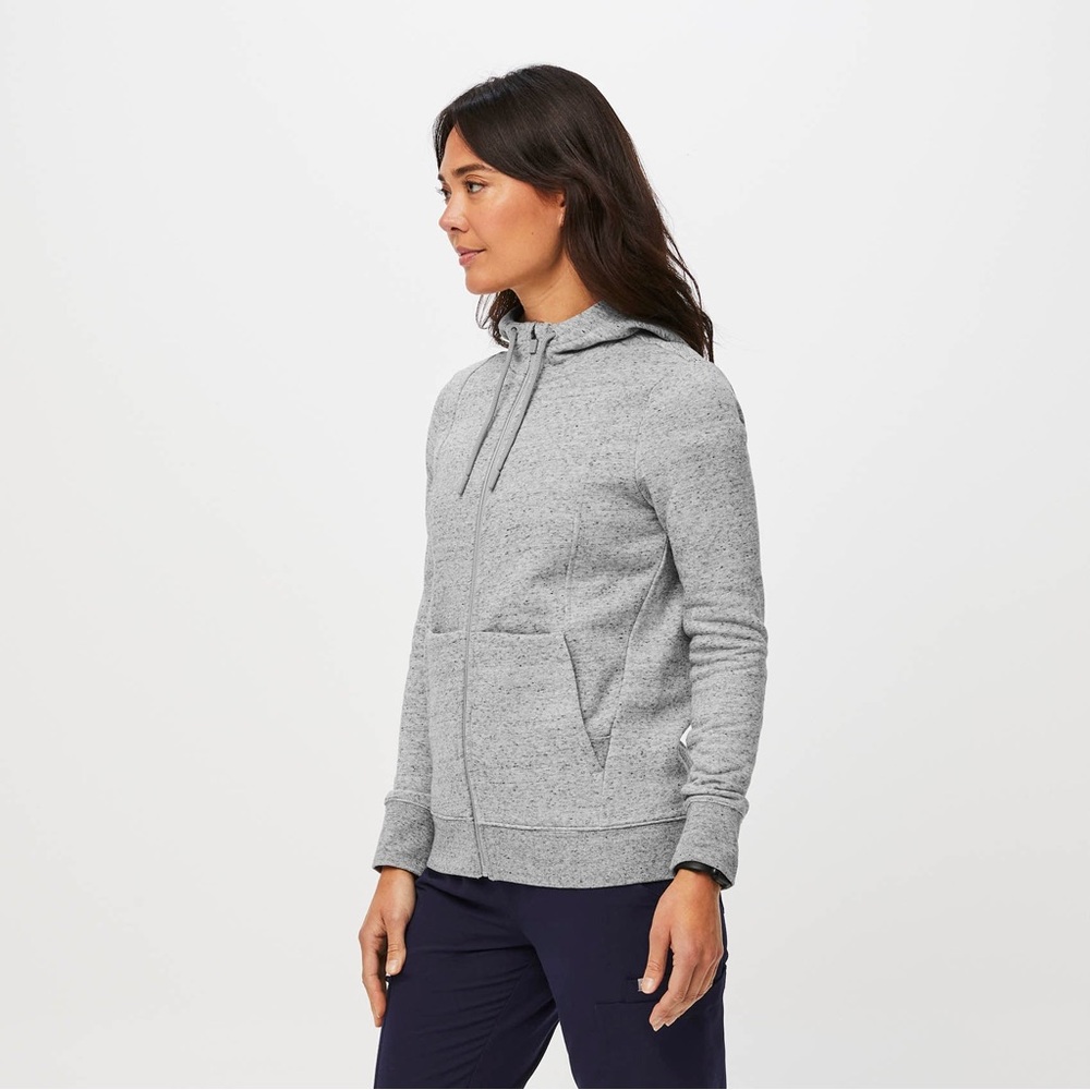 Figs On-Shift Full Zip Up Heather Gray Hoodie Women’s XS Fleece Lined